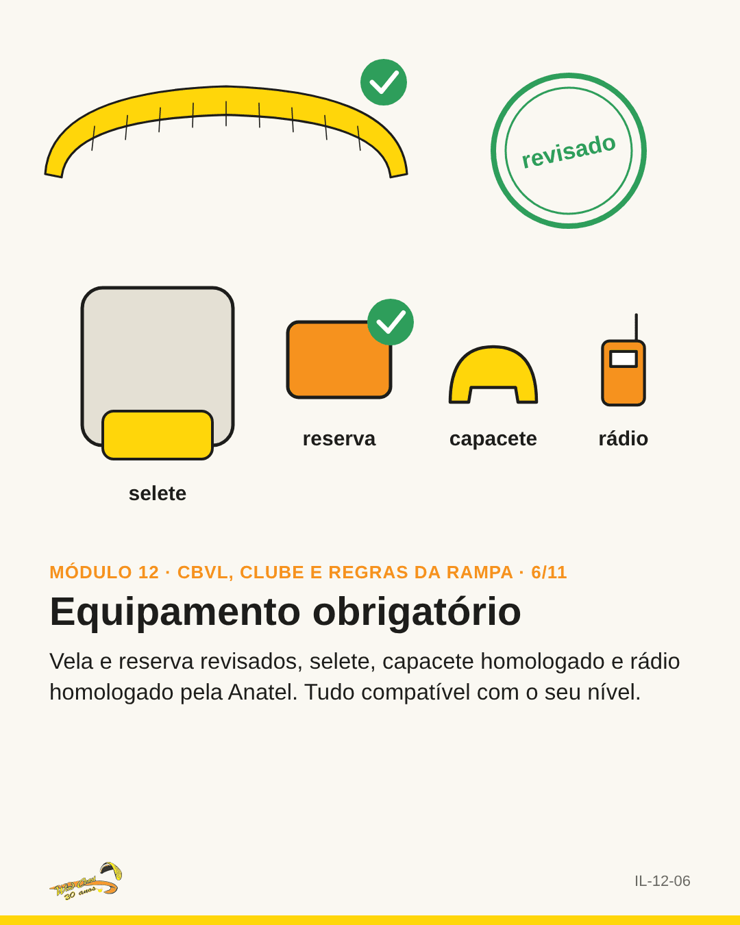 Equipamento completo com selo de “revisado”