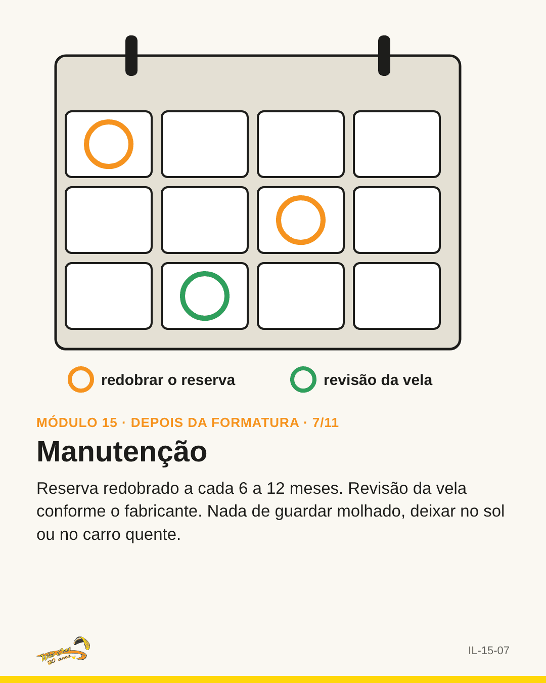 Calendário com as datas de redobragem e revisão marcadas