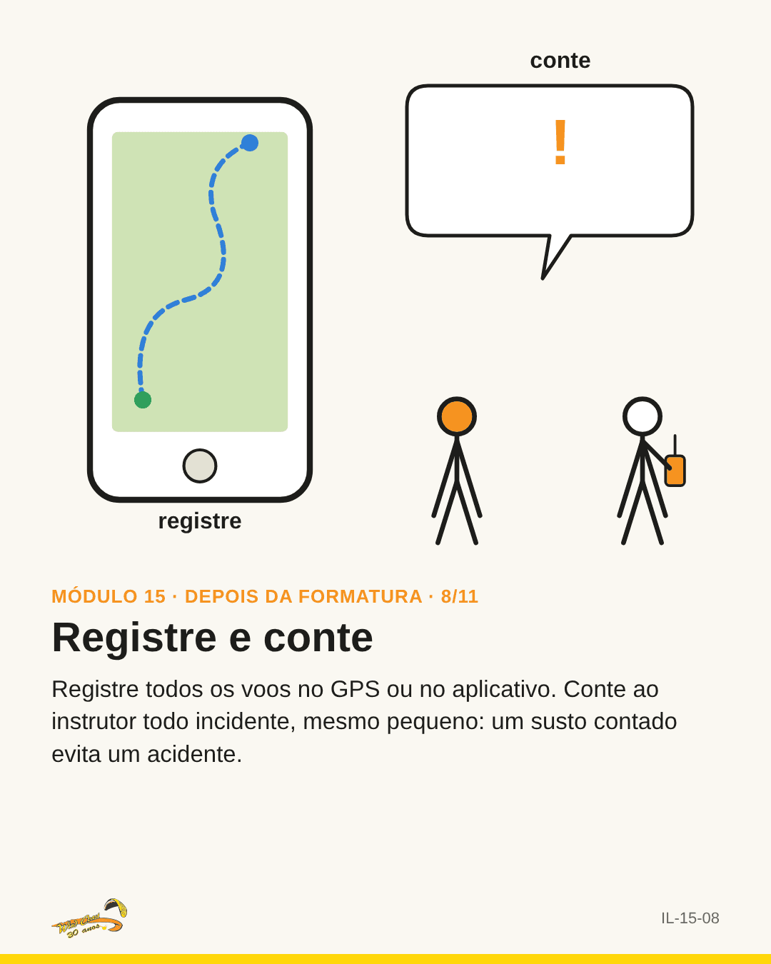 Celular com o registro de um voo e um balão de conversa