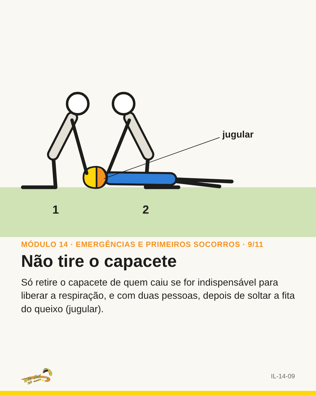 Duas pessoas estabilizando a cabeça de uma vítima de capacete