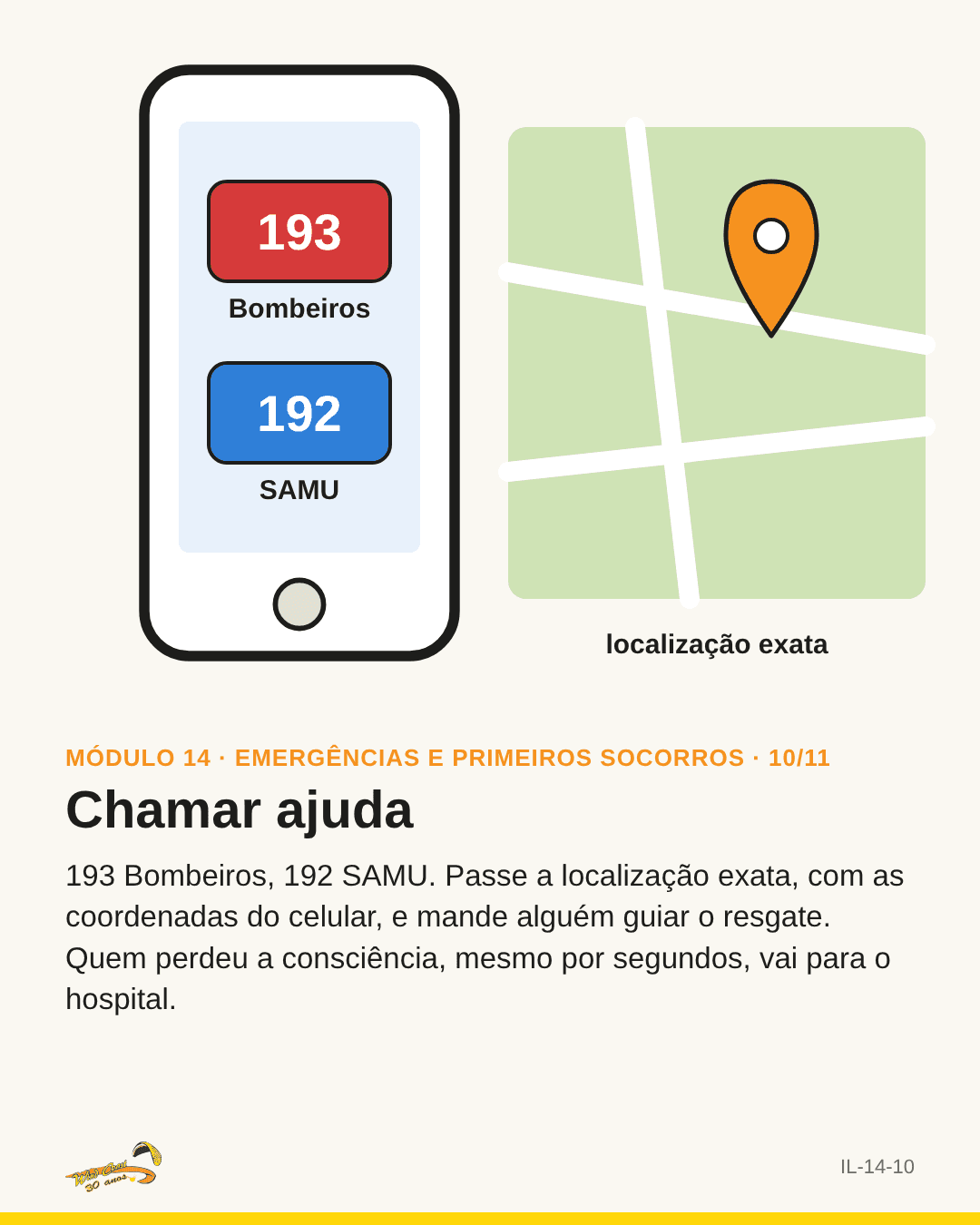 Celular com 193 e 192 e um pino de localização