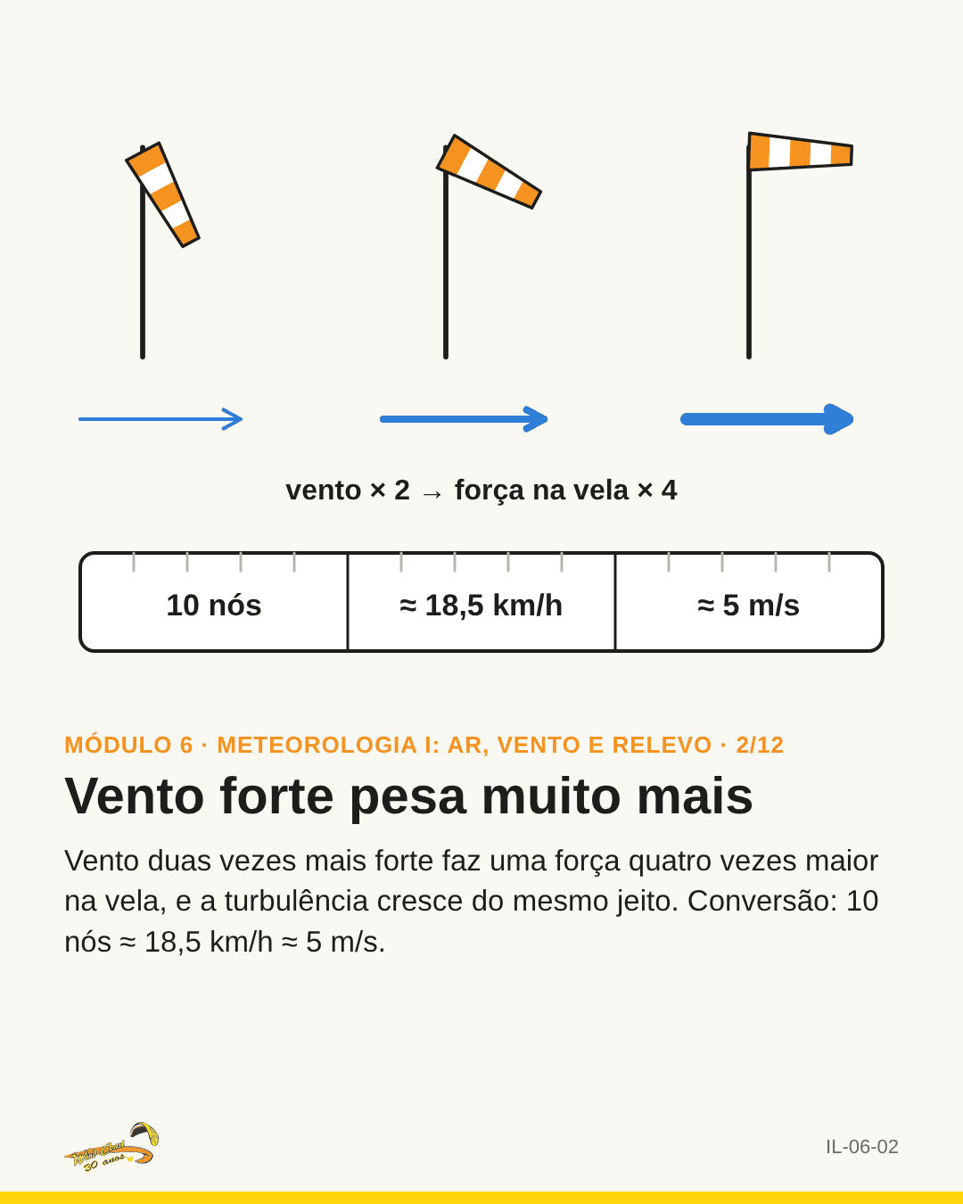 Biruta em três intensidades e uma régua de conversão de unidades